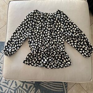 Ann Taylor Black and White Heart Blouse